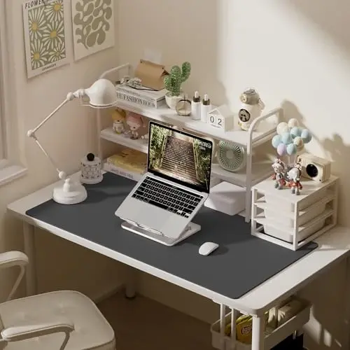 Aothia Faux Leather Desk Mat – Large Mouse Pad, Non-Slip PU Leather Blotter, Waterproof Writing Surface for Office and Home (Aqua, 47.2