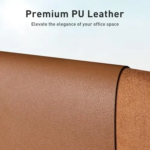 Aothia Faux Leather Desk Mat – Large Mouse Pad, Non-Slip PU Leather Blotter, Waterproof Writing Surface for Office and Home (Aqua, 47.2
