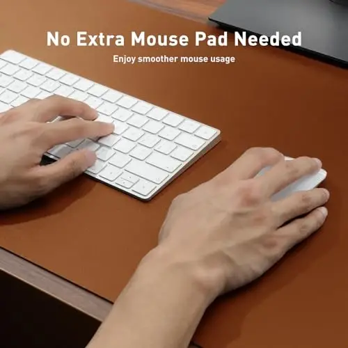Aothia Faux Leather Desk Mat – Large Mouse Pad, Non-Slip PU Leather Blotter, Waterproof Writing Surface for Office and Home (Aqua, 47.2