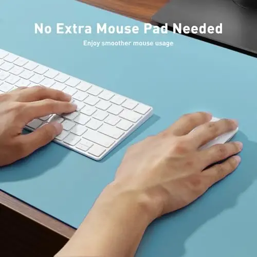 Aothia Faux Leather Desk Mat – Large Mouse Pad, Non-Slip PU Leather Blotter, Waterproof Writing Surface for Office and Home (Aqua, 47.2