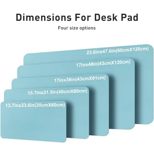 Aothia Faux Leather Desk Mat – Large Mouse Pad, Non-Slip PU Leather Blotter, Waterproof Writing Surface for Office and Home (Aqua, 47.2