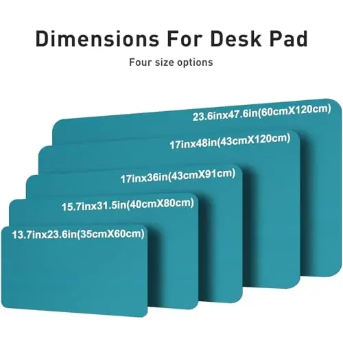 Aothia Faux Leather Desk Mat – Large Mouse Pad, Non-Slip PU Leather Blotter, Waterproof Writing Surface for Office and Home (Aqua, 47.2