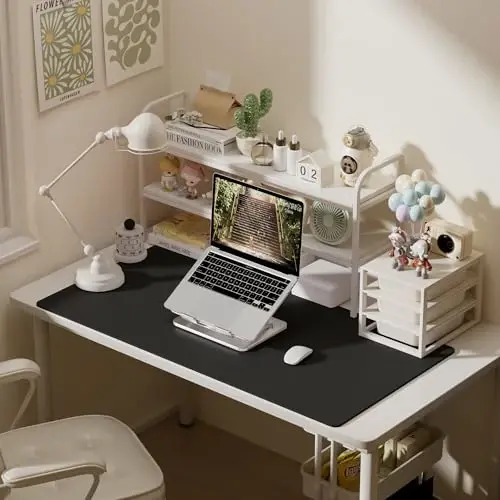 Aothia Faux Leather Desk Mat – Large Mouse Pad, Non-Slip PU Leather Blotter, Waterproof Writing Surface for Office and Home (Aqua, 47.2