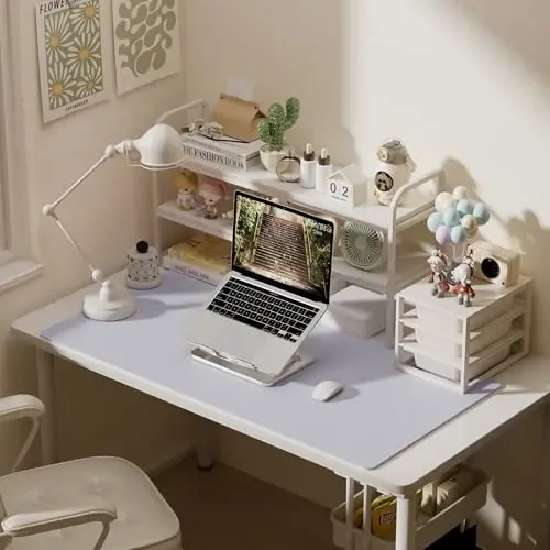 Aothia Faux Leather Desk Mat – Large Mouse Pad, Non-Slip PU Leather Blotter, Waterproof Writing Surface for Office and Home (Aqua, 47.2