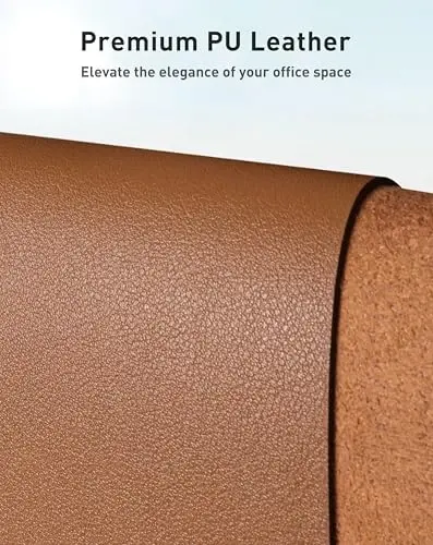 Aothia Faux Leather Desk Mat - Large Mouse Pad, Non-Slip PU Leather Blotter, Waterproof Writing Surface for Office and Home (Brown, 63