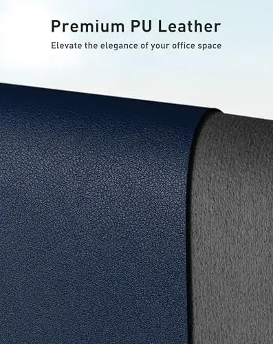 Aothia Faux Leather Desk Mat - Large Mouse Pad, Non-Slip PU Leather Blotter, Waterproof Writing Surface for Office and Home (Dark Blue, 63