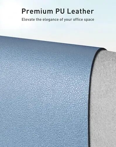 Aothia Faux Leather Desk Mat - Large Mouse Pad, Non-Slip PU Leather Blotter, Waterproof Writing Surface for Office and Home (Denim Blue, 63