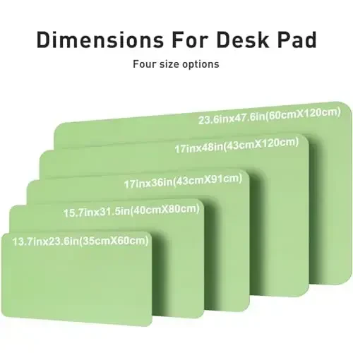 Aothia Faux Leather Desk Mat – Large Mouse Pad, Non-Slip PU Leather Blotter, Waterproof Writing Surface for Office and Home (Foam Green, 47.2