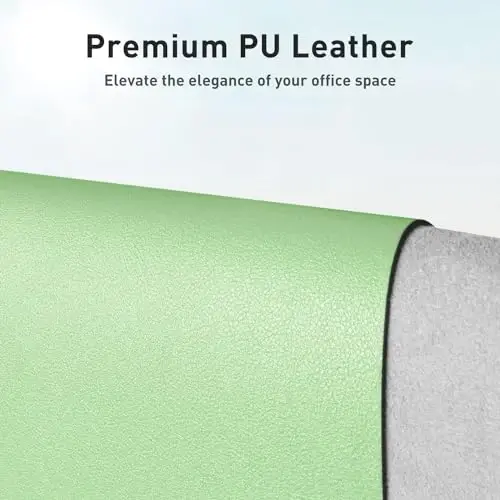 Aothia Faux Leather Desk Mat – Large Mouse Pad, Non-Slip PU Leather Blotter, Waterproof Writing Surface for Office and Home (Foam Green, 47.2