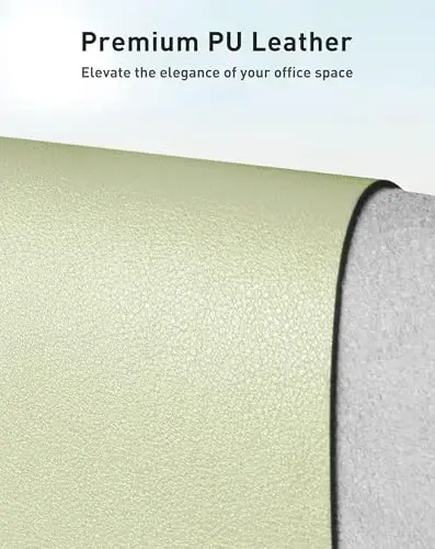 Aothia Faux Leather Desk Mat - Large Mouse Pad, Non-Slip PU Leather Blotter, Waterproof Writing Surface for Office and Home (Grass Green, 42