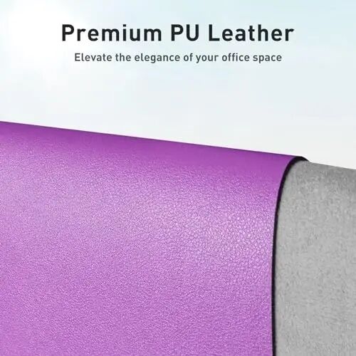 Aothia Faux Leather Desk Mat – Large Mouse Pad, Non-Slip PU Leather Blotter, Waterproof Writing Surface for Office and Home (Iris Violet, 47.2