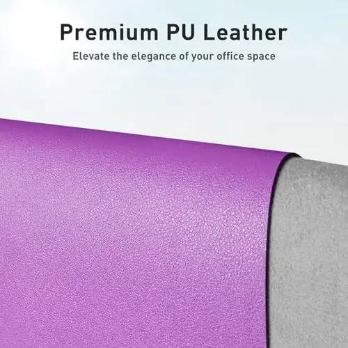 Aothia Faux Leather Desk Mat – Large Mouse Pad, Non-Slip PU Leather Blotter, Waterproof Writing Surface for Office and Home (Iris Violet, 47.2