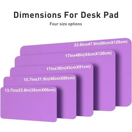 Aothia Faux Leather Desk Mat – Large Mouse Pad, Non-Slip PU Leather Blotter, Waterproof Writing Surface for Office and Home (Iris Violet, 47.2