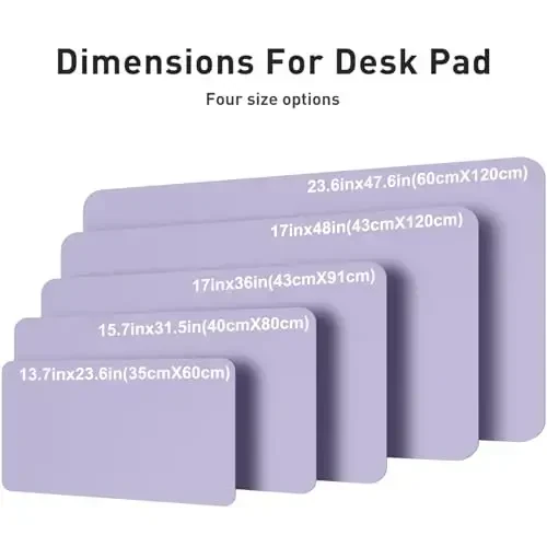 Aothia Faux Leather Desk Mat – Large Mouse Pad, Non-Slip PU Leather Blotter, Waterproof Writing Surface for Office and Home (Lavender, 47.2