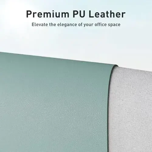 Aothia Faux Leather Desk Mat – Large Mouse Pad, Non-Slip PU Leather Blotter, Waterproof Writing Surface for Office and Home (Light Blue, 47.2