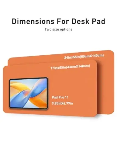 Aothia Faux Leather Desk Mat - Large Mouse Pad, Non-Slip PU Leather Blotter, Waterproof Writing Surface for Office and Home (Orange, 55
