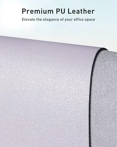 Aothia Faux Leather Desk Mat - Large Mouse Pad, Non-Slip PU Leather Blotter, Waterproof Writing Surface for Office and Home (Soft Lavender, 40
