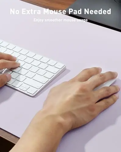 Aothia Faux Leather Desk Mat - Large Mouse Pad, Non-Slip PU Leather Blotter, Waterproof Writing Surface for Office and Home (Soft Lavender, 40