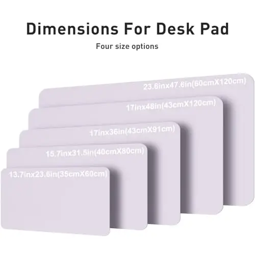 Aothia Faux Leather Desk Mat – Large Mouse Pad, Non-Slip PU Leather Blotter, Waterproof Writing Surface for Office and Home (Soft Lavender, 47.2