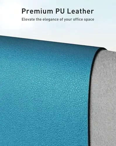 Aothia Faux Leather Desk Mat - Large Mouse Pad, Non-Slip PU Leather Blotter, Waterproof Writing Surface for Office and Home (Turquoise, 40