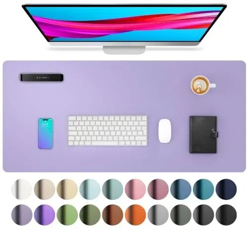 Aothia Faux Leather Desk Mat (Light Purple, 23.6