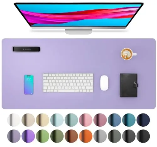 Aothia Faux Leather Desk Mat (Light Purple, 23.6