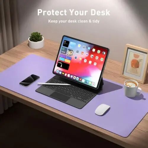 Aothia Faux Leather Desk Mat (Light Purple, 36