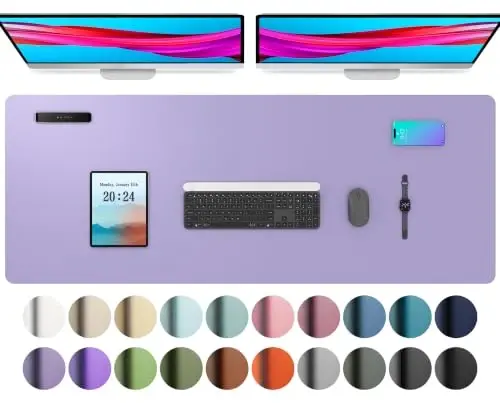 Aothia Faux Leather Desk Mat (Light Purple, 48