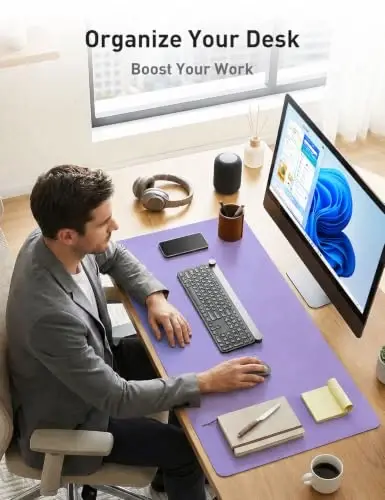 Aothia Faux Leather Desk Mat (Light Purple, 48