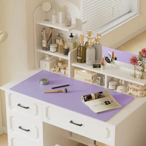 Aothia Faux Leather Desk Mat (Light Purple, 48