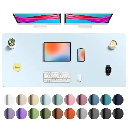 Aothia Faux Leather Desk Mat - Non-Slip PU Leather Desk Blotter, Waterproof Writing Surface, Large Desk Pad for Office & Home (55