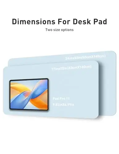 Aothia Faux Leather Desk Mat - Non-Slip PU Leather Desk Blotter, Waterproof Writing Surface, Large Desk Pad for Office & Home (Baby Blue, 55