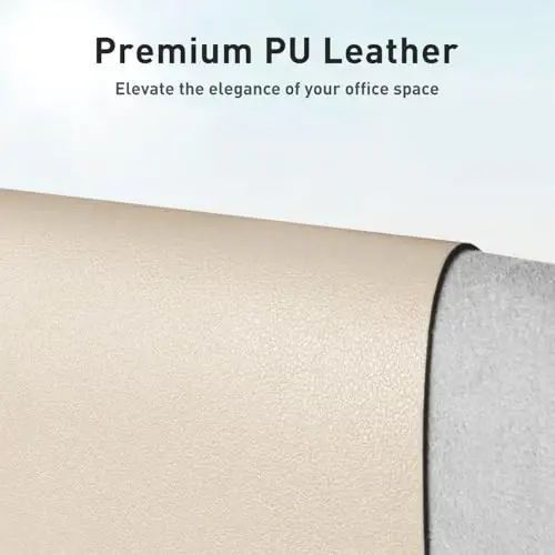 Aothia Faux Leather Desk Mat - Non-Slip PU Leather Desk Blotter, Waterproof Writing Surface, Large Desk Pad for Office & Home (Beige, 55