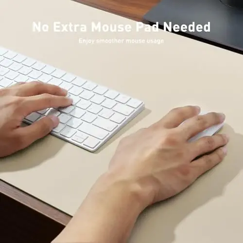 Aothia Faux Leather Desk Mat - Non-Slip PU Leather Desk Blotter, Waterproof Writing Surface, Large Desk Pad for Office & Home (Beige, 55