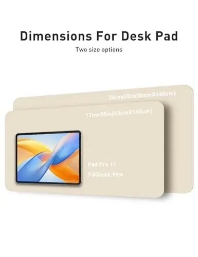 Aothia Faux Leather Desk Mat - Non-Slip PU Leather Desk Blotter, Waterproof Writing Surface, Large Desk Pad for Office & Home (Beige, 55