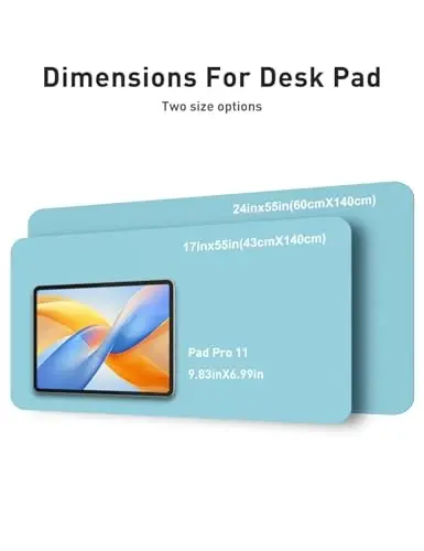 Aothia Faux Leather Desk Mat - Non-Slip PU Leather Desk Blotter, Waterproof Writing Surface, Large Desk Pad for Office & Home (Blue Topaz, 55