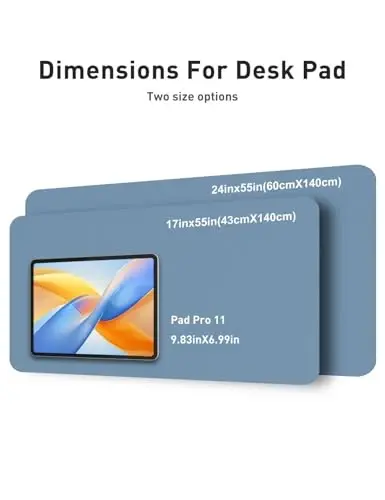 Aothia Faux Leather Desk Mat - Non-Slip PU Leather Desk Blotter, Waterproof Writing Surface, Large Desk Pad for Office & Home (Denim Blue, 55