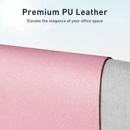 Aothia Faux Leather Desk Mat - Non-Slip PU Leather Desk Blotter, Waterproof Writing Surface, Large Desk Pad for Office & Home (Fairy Pink, 55
