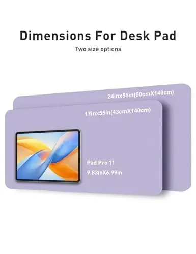 Aothia Faux Leather Desk Mat - Non-Slip PU Leather Desk Blotter, Waterproof Writing Surface, Large Desk Pad for Office & Home (Lavender, 55