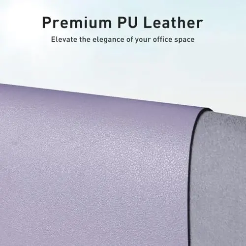Aothia Faux Leather Desk Mat - Non-Slip PU Leather Desk Blotter, Waterproof Writing Surface, Large Desk Pad for Office & Home (Lavender, 55