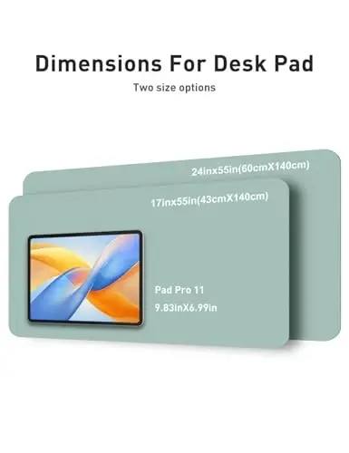 Aothia Faux Leather Desk Mat - Non-Slip PU Leather Desk Blotter, Waterproof Writing Surface, Large Desk Pad for Office & Home (Light Blue, 55