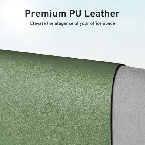 Aothia Faux Leather Desk Mat - Non-Slip PU Leather Desk Blotter, Waterproof Writing Surface, Large Desk Pad for Office & Home (Olive Green, 55