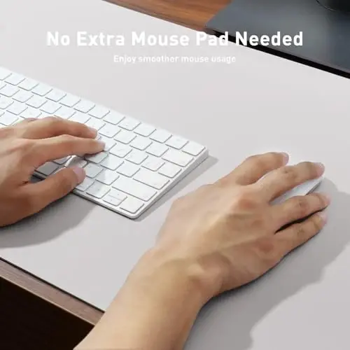 Aothia Faux Leather Desk Mat - Non-Slip PU Leather Desk Blotter, Waterproof Writing Surface, Large Desk Pad for Office & Home (Pale Lavender White, 55