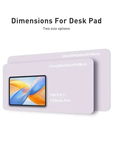 Aothia Faux Leather Desk Mat - Non-Slip PU Leather Desk Blotter, Waterproof Writing Surface, Large Desk Pad for Office & Home (Soft Lavender, 55