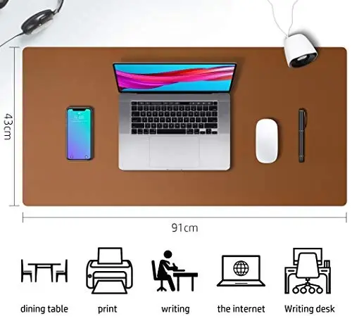 Aothia Leather Desk Pad Protector, Mouse Pad, Office Desk Mat, Non-Slip PU Leather Desk Blotter, Laptop Desk Pad, Waterproof Desk Writing Pad for Office and Home (Brown,36