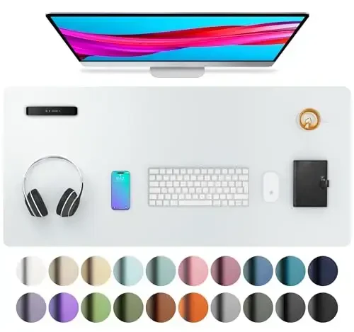 Aothia Leather Desk Pad Protector, Mouse Pad, Office Desk Mat, Non-Slip PU Leather Desk Blotter, Laptop Desk Pad, Waterproof Desk Writing Pad for Office and Home (Barely Grey, 36