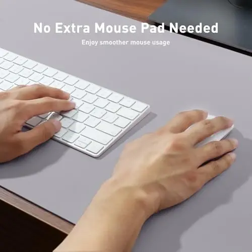 Aothia Large PU Leather Desk Pad Protector - Non-Slip Mouse Pad & Writing Mat for Office/Home, Waterproof, Easy to Clean (23.6