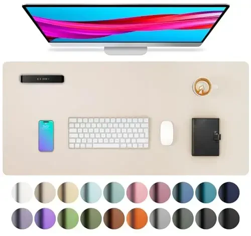 Aothia Large PU Leather Desk Pad Protector – Non-Slip Mouse Pad & Writing Mat for Office/Home, Waterproof, Easy to Clean (31.5