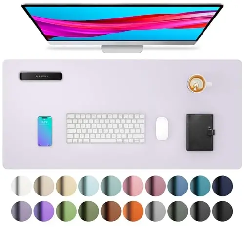 Aothia Large PU Leather Desk Pad Protector - Non-Slip Mouse Pad & Writing Mat for Office/Home, Waterproof, Easy to Clean (31.5