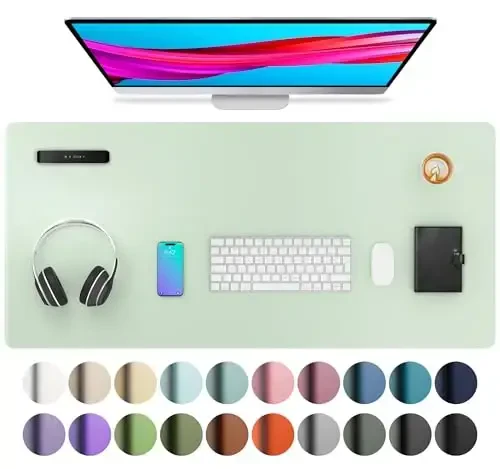 Aothia Large PU Leather Desk Pad Protector – Non-Slip Mouse Pad & Writing Mat for Office/Home, Waterproof, Easy to Clean (36